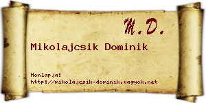 Mikolajcsik Dominik névjegykártya